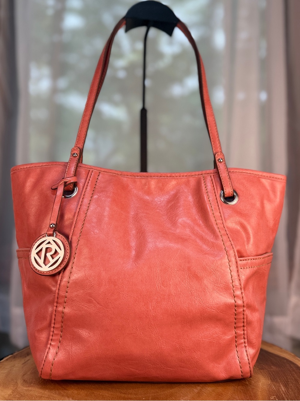 Relic Shoulder Tote Bag Salmon Pink Faux Leather EUC